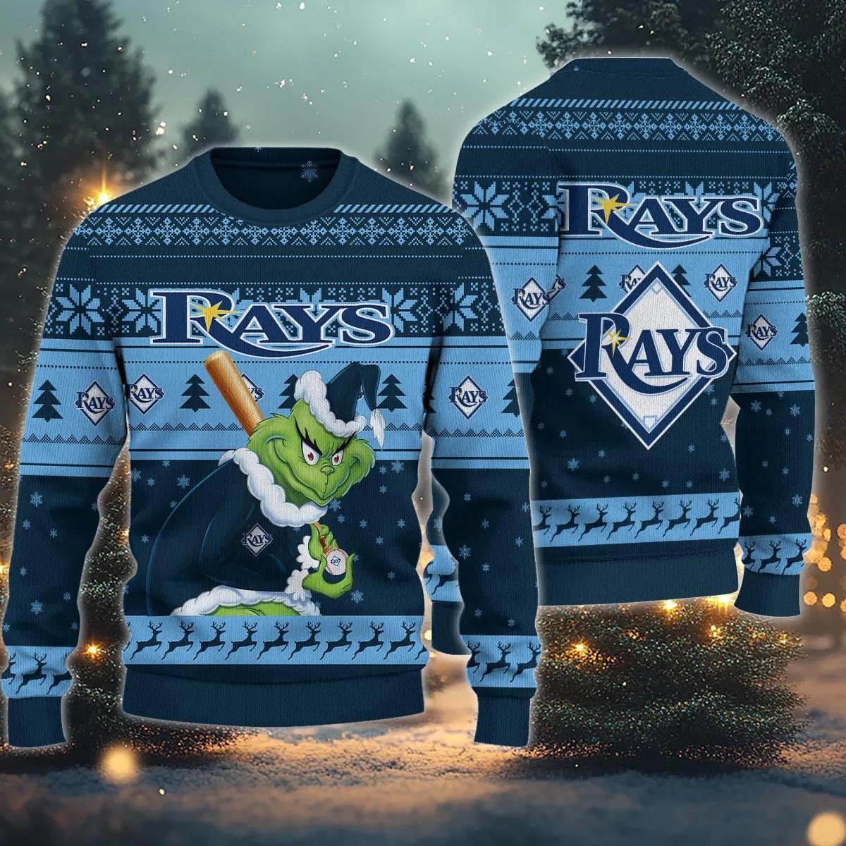 Tampa Bay Rays Grinch Stolen Ugly Christmas Sweater, MLB Christmas Sweater Moonbestprint