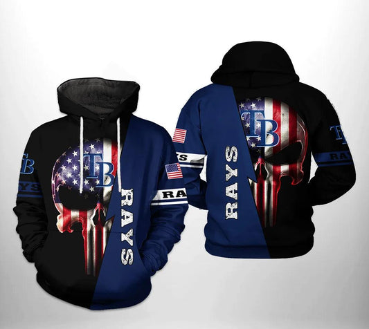 Tampa Bay Rays MLB US Flag Skull 3D Hoodie, MLB Hoodie Moonbestprint