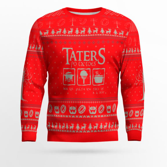 Taters Potatoes Ugly Sweater- Taters Potatoes Sweater- Christmas Sweater- Lord Of The Rings Red – Moonbestprint