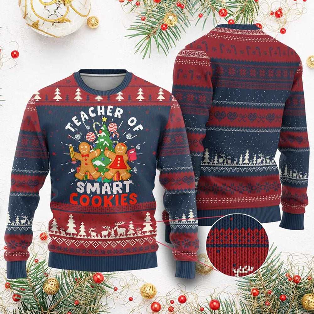 Teacher of Smart Cookies Ugly Christmas Sweater - Moonbestprint