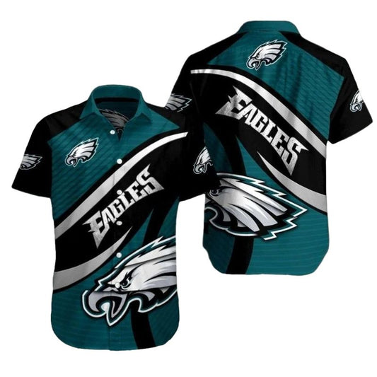 Philadelphia Eagles Dynamic Feathered Flight Teal Surge Hawaiian Shirt - Moonbestprint