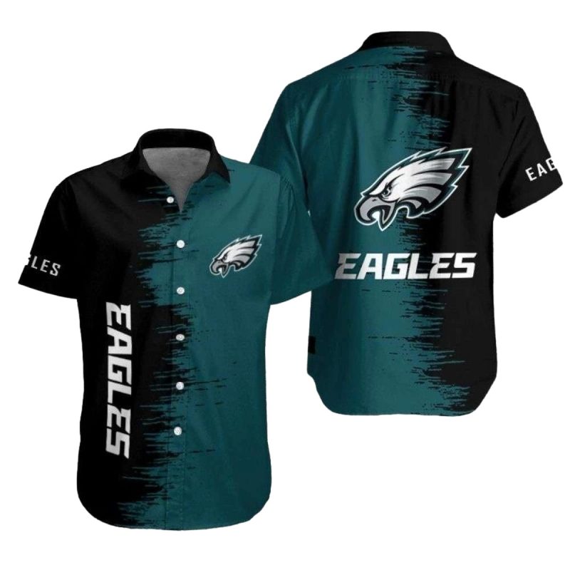 Philadelphia Eagles Teal Transition Grunge Style Edge Hawaiian Shirt - Moonbestprint