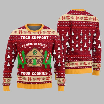 Tech Support Delete Your Cookies Ugly Sweater Christmas 2026 - Moonbestprint
