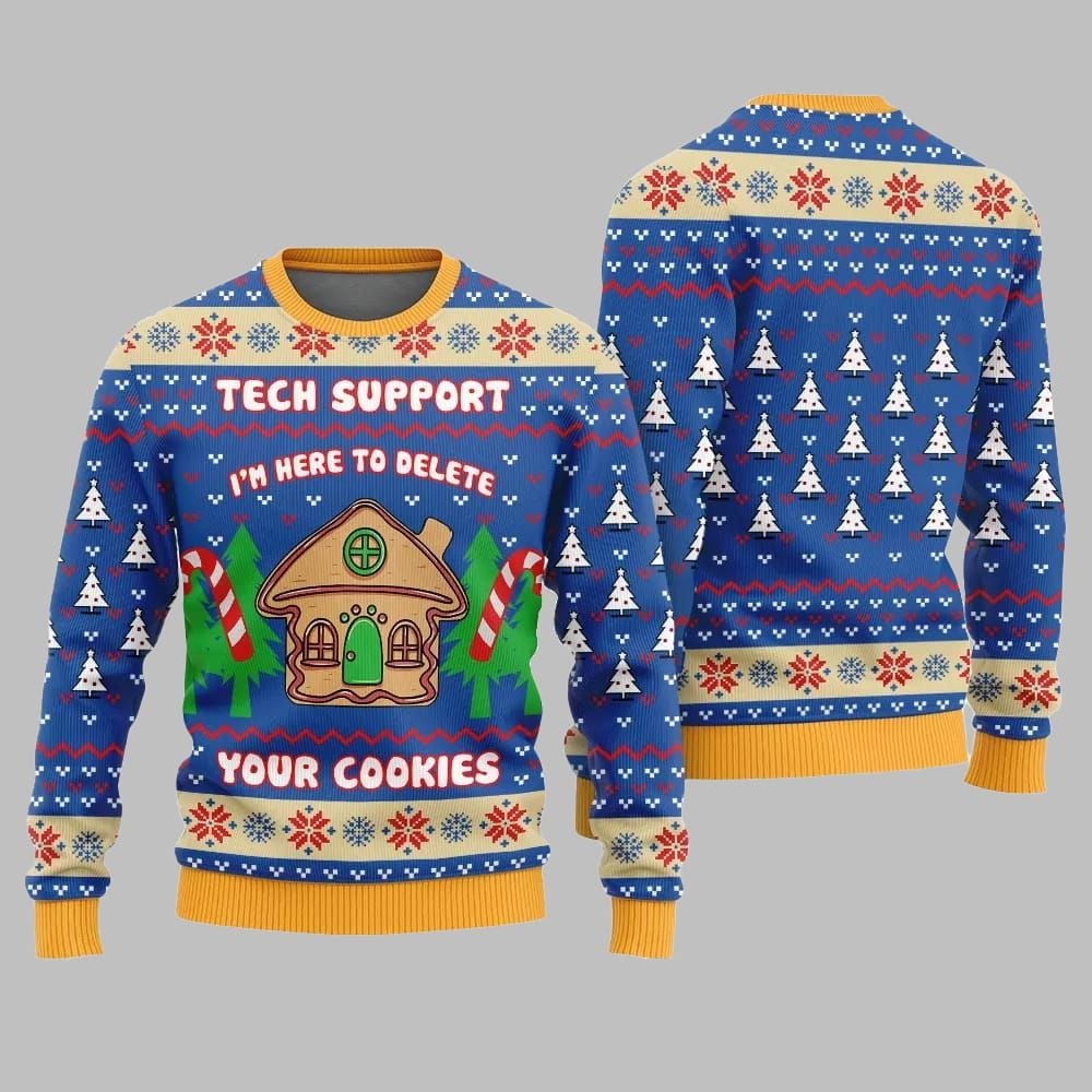 Tech Support Delete Your Cookies Ugly Sweater Christmas 2026 - Moonbestprint