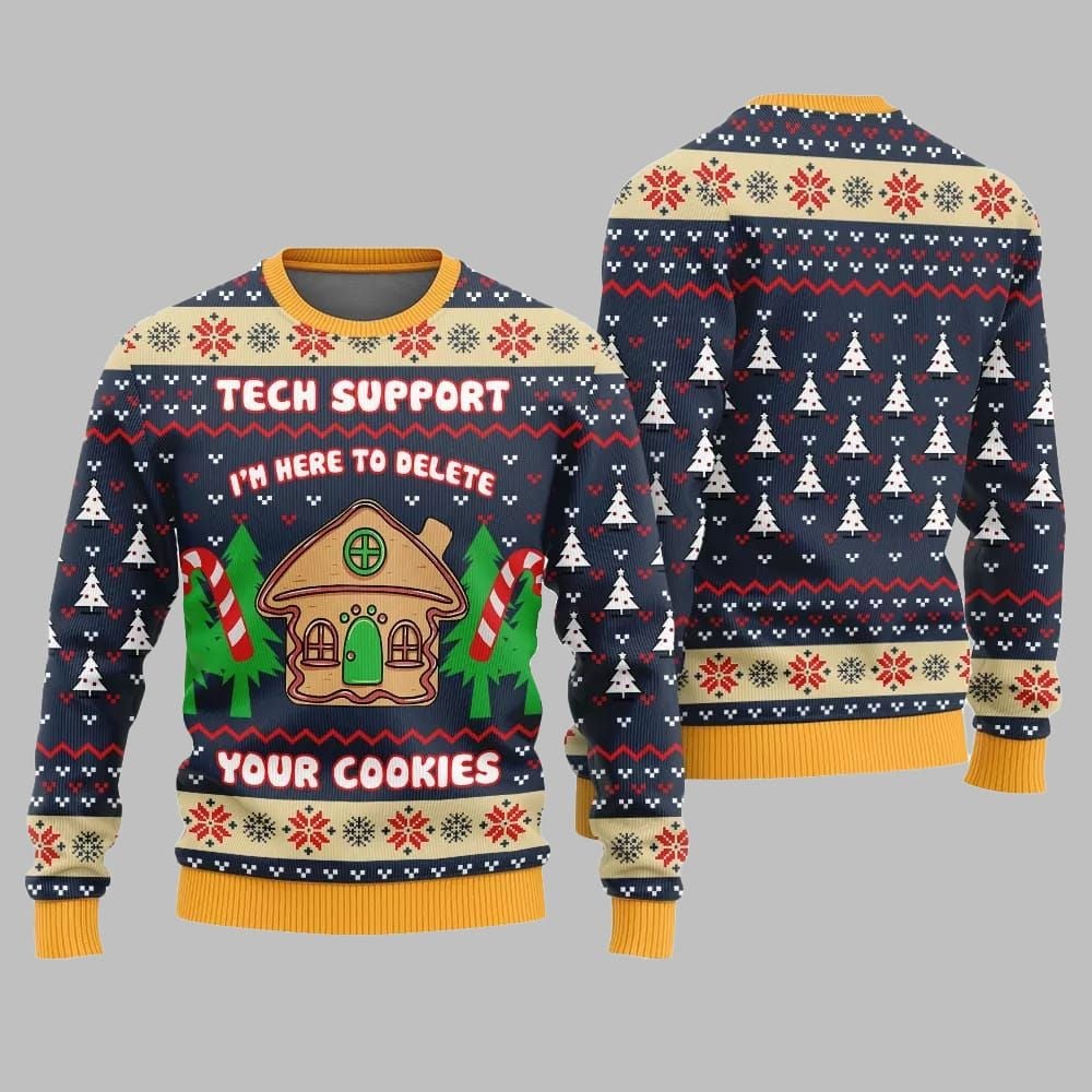 Tech Support Delete Your Cookies Ugly Sweater Christmas 2026 - Moonbestprint