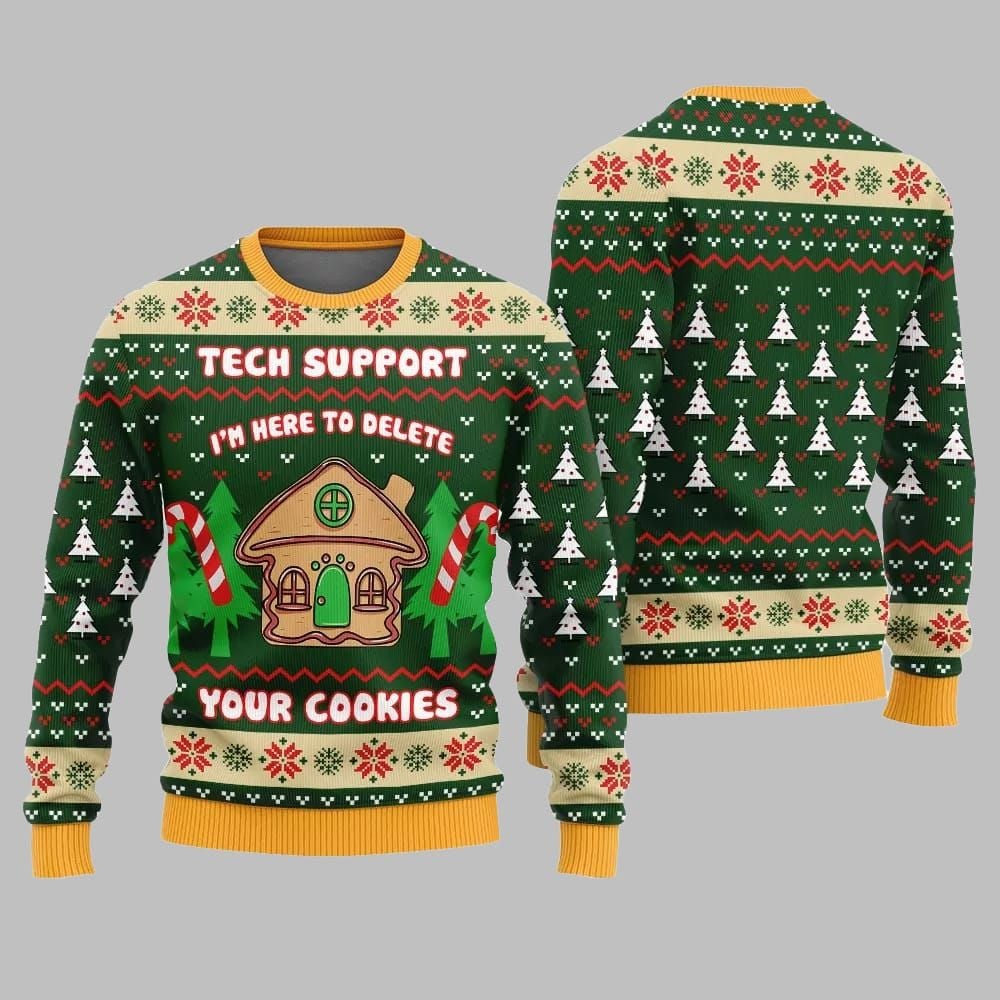 Tech Support Delete Your Cookies Ugly Sweater Christmas 2026 - Moonbestprint