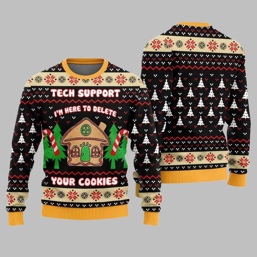 Tech Support Delete Your Cookies Ugly Sweater Christmas 2026 - Moonbestprint