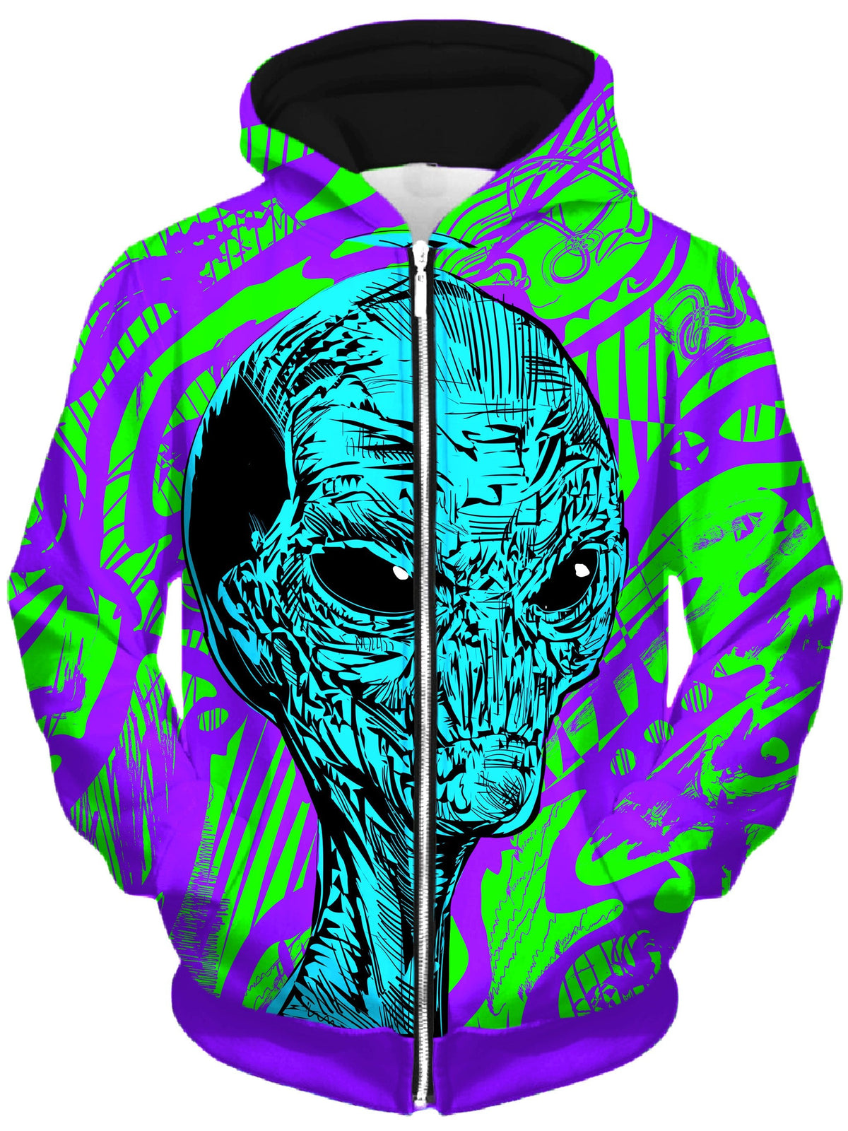 Alien Unisex Zip-Up Hoodie -Moonbestprint
