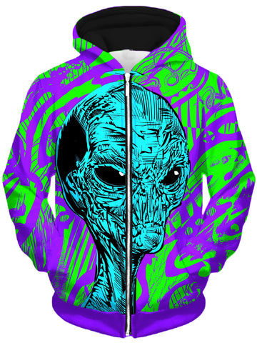 Alien Unisex Zip-Up Hoodie -Moonbestprint