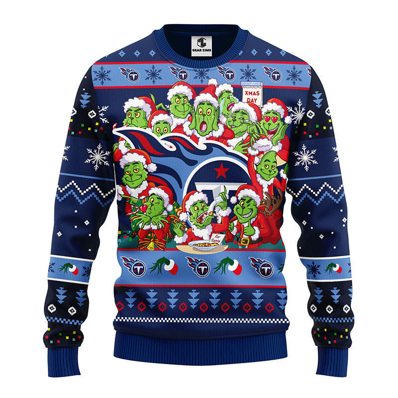 Tennessee Titans 12 Grinch Xmas Day Ugly Christmas Sweater Moonbestprint