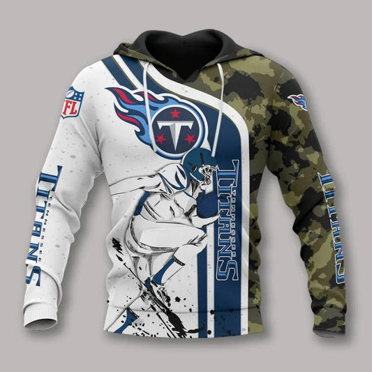 Tennessee Titans Camo All Over Print Hoodie, NFL Hoodie Moonbestprint