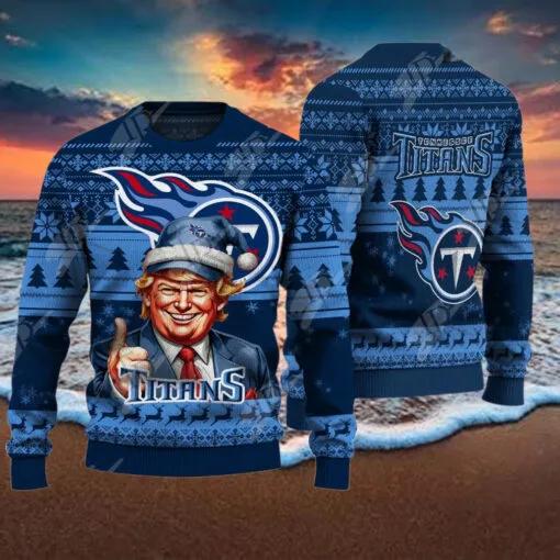 Tennessee Titans Christmas Donald Trump Ugly Christmas Sweater, NFL Chritsmas Sweater Moonbestprint