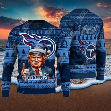 Tennessee Titans Christmas Donald Trump Ugly Christmas Sweater, NFL Chritsmas Sweater Moonbestprint