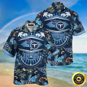 Tennessee Titans Coconut Navy Blue Hawaiian Shirt, NFL Hawaiian Shirt Moonbestprint