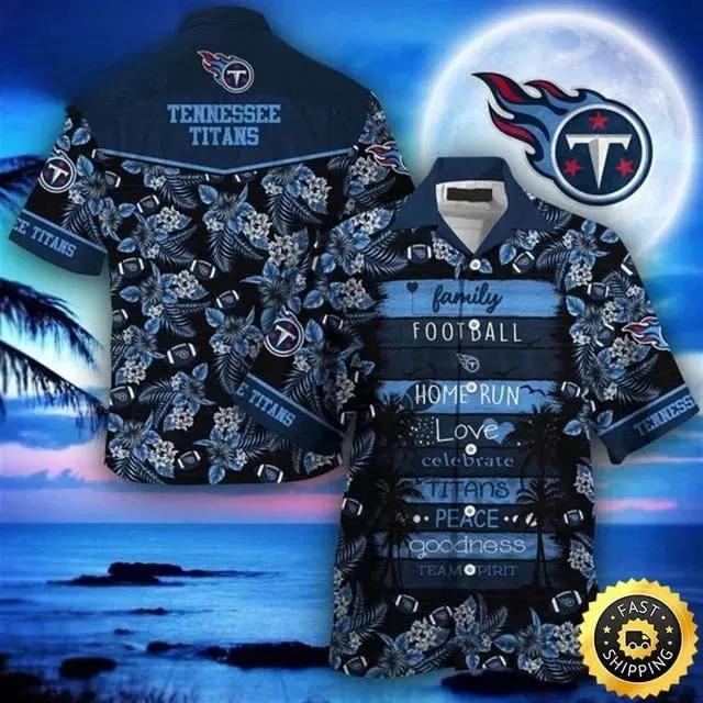 Tennessee Titans Flowers Navy Blue Hawaiian Shirt, NFL Hawaiian Shirt Moonbestprint