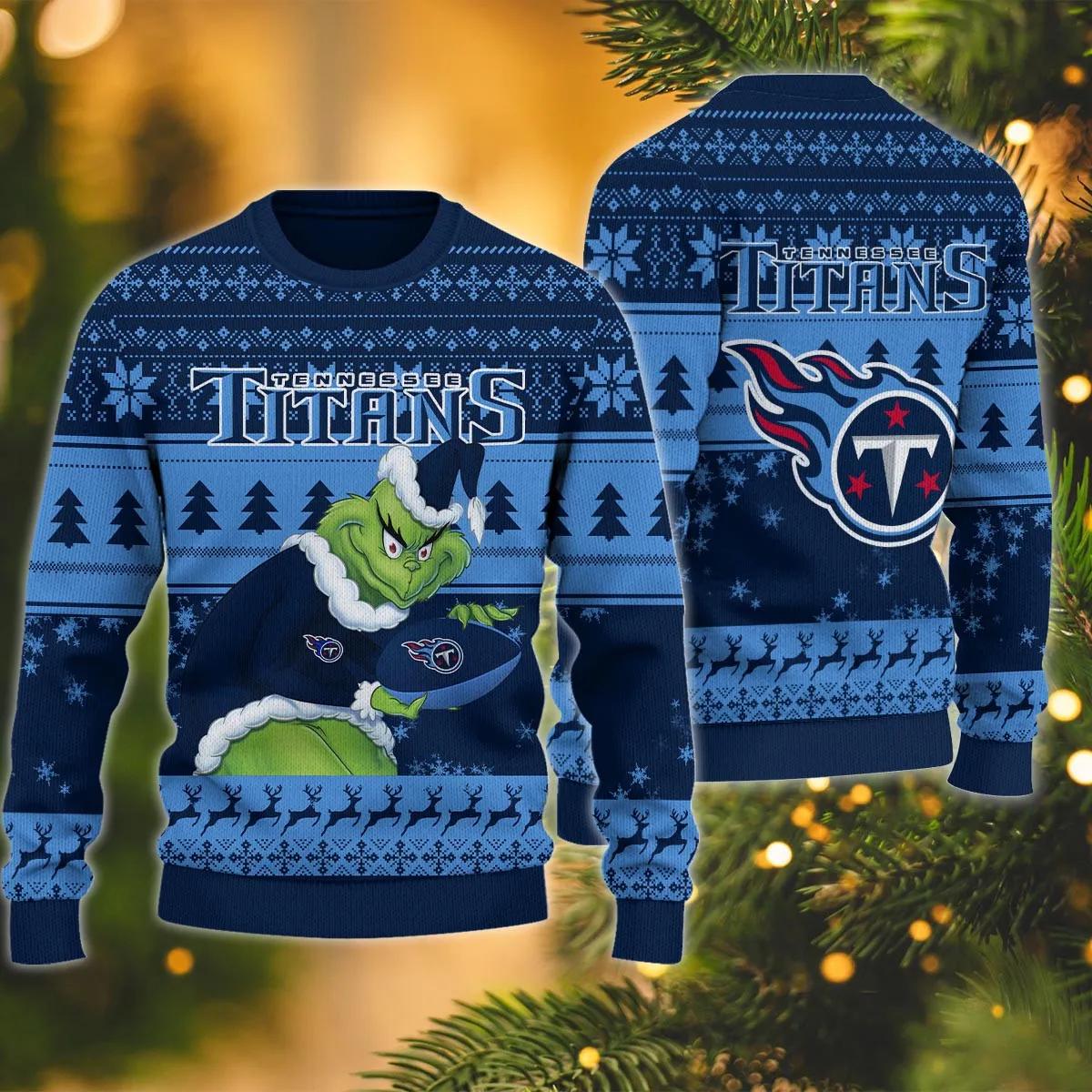 Tennessee Titans Grinch Stolen Ugly Christmas Sweater, NFL Christmas Sweater Moonbestprint