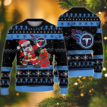 Tennessee Titans Santa Claus Dabbing Ugly Christmas Sweater, NFL Christmas Sweater Moonbestprint