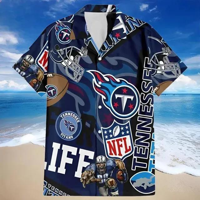 Tennessee Titans Summer Hawaiian Shirt Aloha Shirt for Summer, NFL Hawaiian Shirt Moonbestprint
