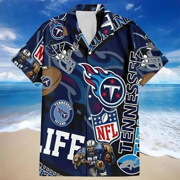 Tennessee Titans Summer Hawaiian Shirt Aloha Shirt for Summer, NFL Hawaiian Shirt Moonbestprint