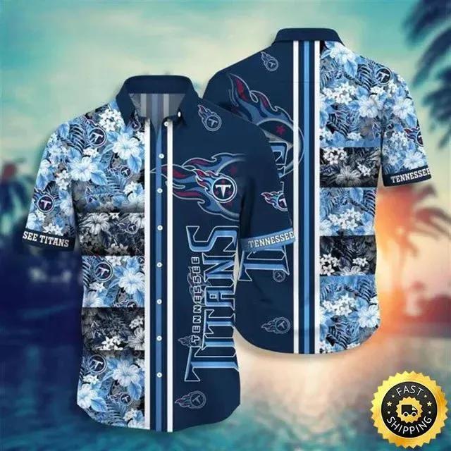 Tennessee Titans Tropical Navy Blue Hawaiian Shirt, NFL Hawaiian Shirt Moonbestprint