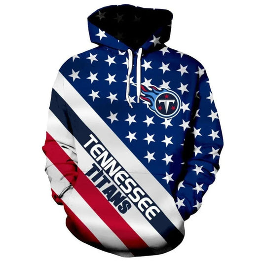 Tennessee Titans With Flag American 3D Hoodie, NFL Hoodie Moonbestprint