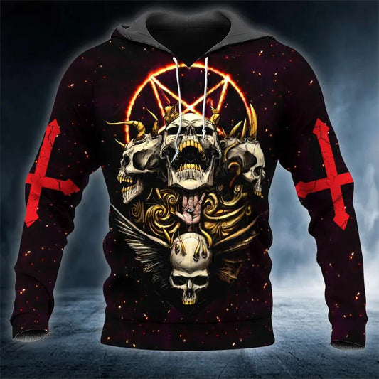Terrifying Shield Skull 3D Hoodie Moonbestprint
