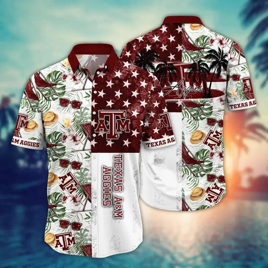Texas A&M Aggies NCAA Flower Aloha Hawaiian Shirt 10, NCAA Hawaiian Shirt Moonbestprint