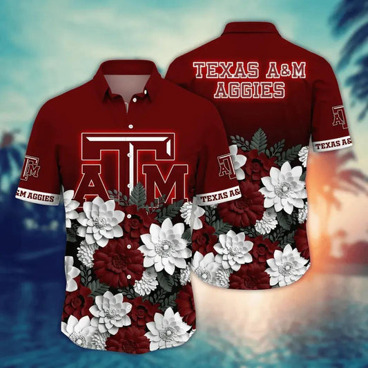 Texas A&M Aggies NCAA Flower Aloha Hawaiian Shirt 13, NCAA Hawaiian Shirt Moonbestprint