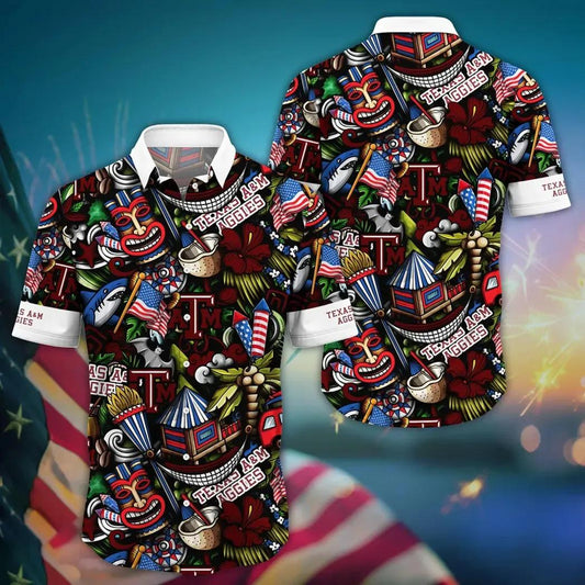 Texas A&M Aggies NCAA Flower Aloha Hawaiian Shirt 14, NCAA Hawaiian Shirt Moonbestprint
