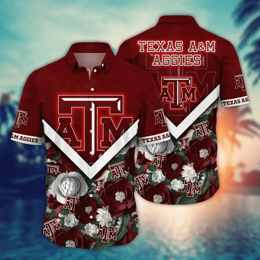 Texas A&M Aggies NCAA Flower Aloha Hawaiian Shirt 4, NCAA Hawaiian Shirt Moonbestprint