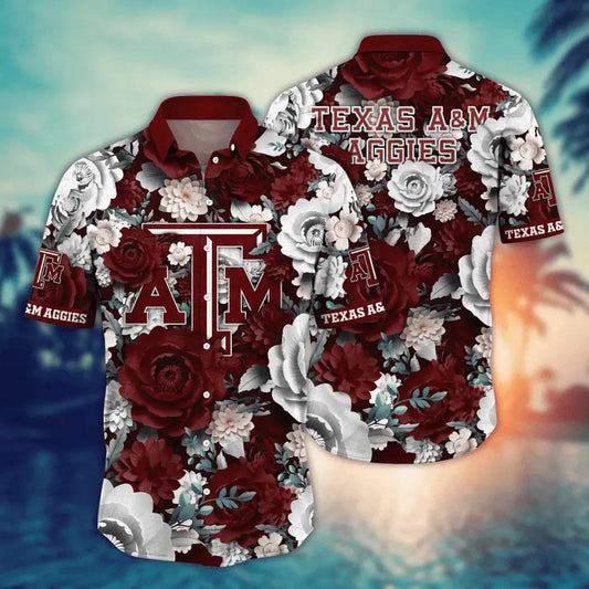 Texas A&M Aggies NCAA Flower Aloha Hawaiian Shirt 5, NCAA Hawaiian Shirt Moonbestprint