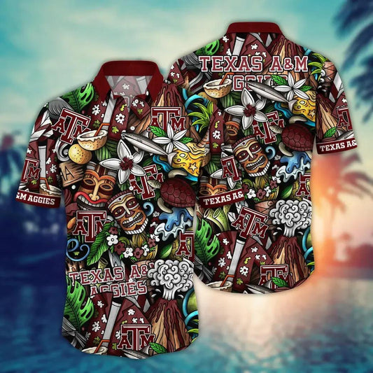 Texas A&M Aggies NCAA Flower Aloha Hawaiian Shirt 6, NCAA Hawaiian Shirt Moonbestprint