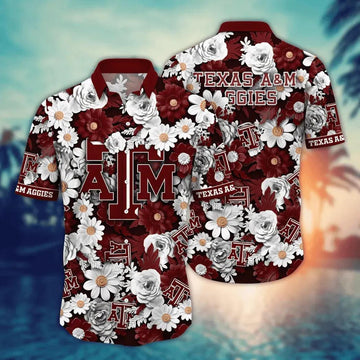 Texas A&M Aggies NCAA Flower Aloha Hawaiian Shirt 8, NCAA Hawaiian Shirt Moonbestprint