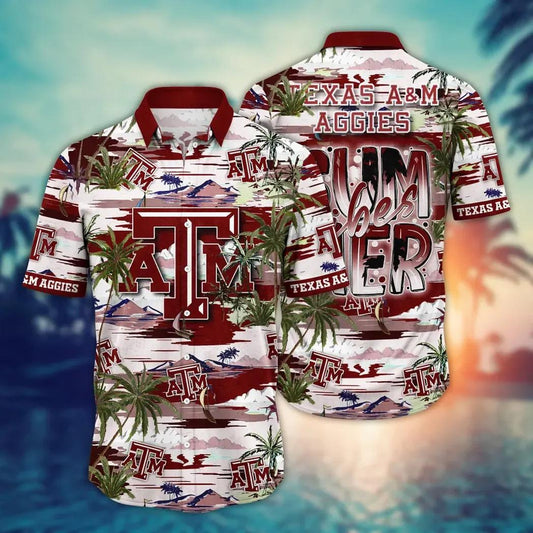 Texas A&M Aggies NCAA Flower Aloha Hawaiian Shirt 9, NCAA Hawaiian Shirt Moonbestprint
