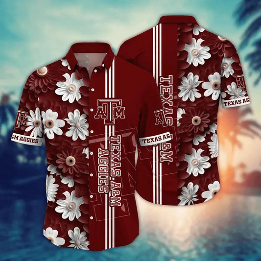 Texas A&M Aggies Style Hot Trending Summer NCAA Flower Aloha Hawaiian Shirt, NCAA Hawaiian Shirt Moonbestprint
