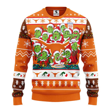 Texas Longhorns 12 Grinch Xmas Day Ugly Christmas Sweater Moonbestprint