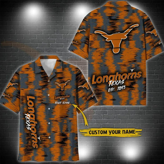 Texas Longhorns Aloha Hawaiian Shirt Custom Your Name, NCAA Hawaiian Shirt Moonbestprint