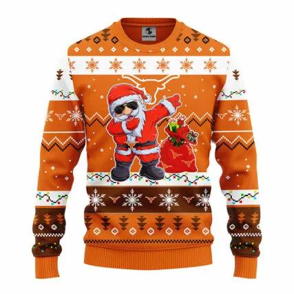Texas Longhorns Dabbing Santa Claus Ugly Christmas Sweater, NCAA Christmas Sweater Moonbestprint
