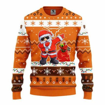 Texas Longhorns Dabbing Santa Claus Ugly Christmas Sweater, NCAA Christmas Sweater Moonbestprint