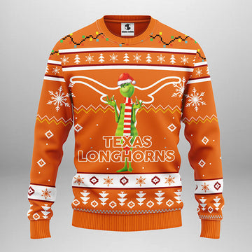 Texas Longhorns Funny Grinch Ugly Christmas Sweater Moonbestprint