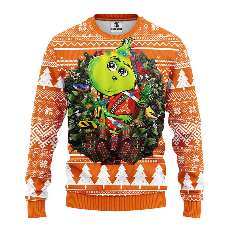 Texas Longhorns Grinch Hug Ugly Christmas Sweater Moonbestprint