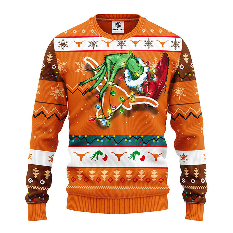 Texas Longhorns Grinch Ugly Christmas Sweater Moonbestprint