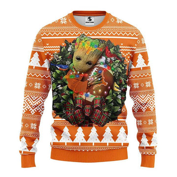 Texas Longhorns Groot Hug Ugly Christmas Sweater, NCAA Christmas Sweater Moonbestprint