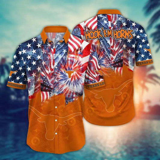 Texas Longhorns NCAA Flower Aloha Hawaiian Shirt 10, NCAA Hawaiian Shirt Moonbestprint