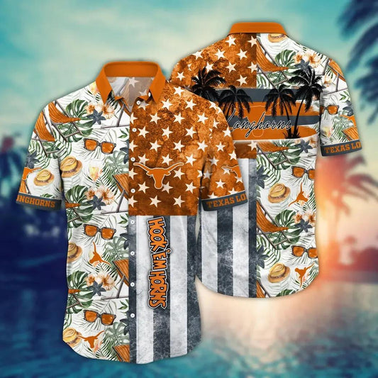 Texas Longhorns NCAA Flower Aloha Hawaiian Shirt 12, NCAA Hawaiian Shirt Moonbestprint