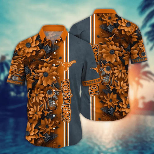 Texas Longhorns NCAA Flower Aloha Hawaiian Shirt 3, NCAA Hawaiian Shirt Moonbestprint
