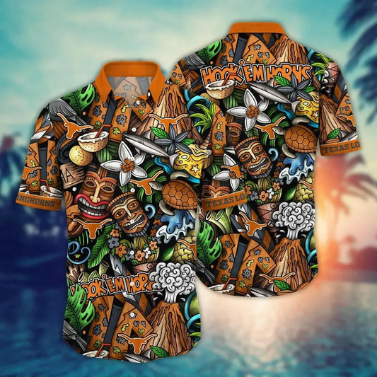Texas Longhorns NCAA Flower Aloha Hawaiian Shirt 6, NCAA Hawaiian Shirt Moonbestprint