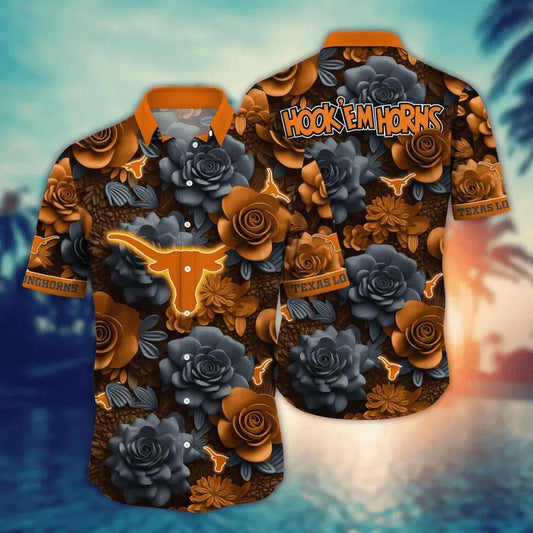 Texas Longhorns NCAA Flower Aloha Hawaiian Shirt 7, NCAA Hawaiian Shirt Moonbestprint