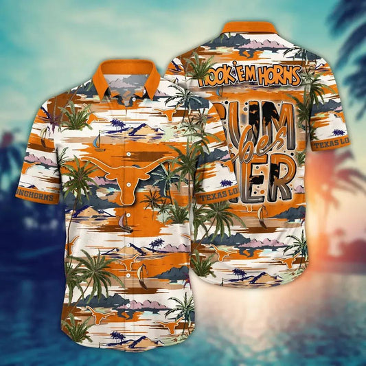 Texas Longhorns NCAA Flower Aloha Hawaiian Shirt 8, NCAA Hawaiian Shirt Moonbestprint