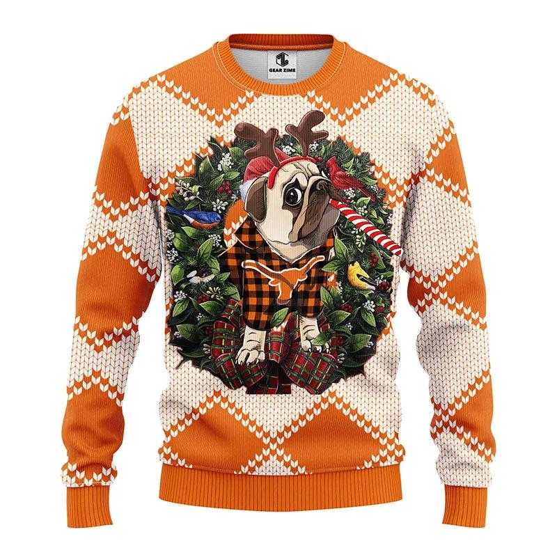Texas Longhorns Pub Dog Ugly Christmas Sweater, NCAA Christmas Sweater Moonbestprint